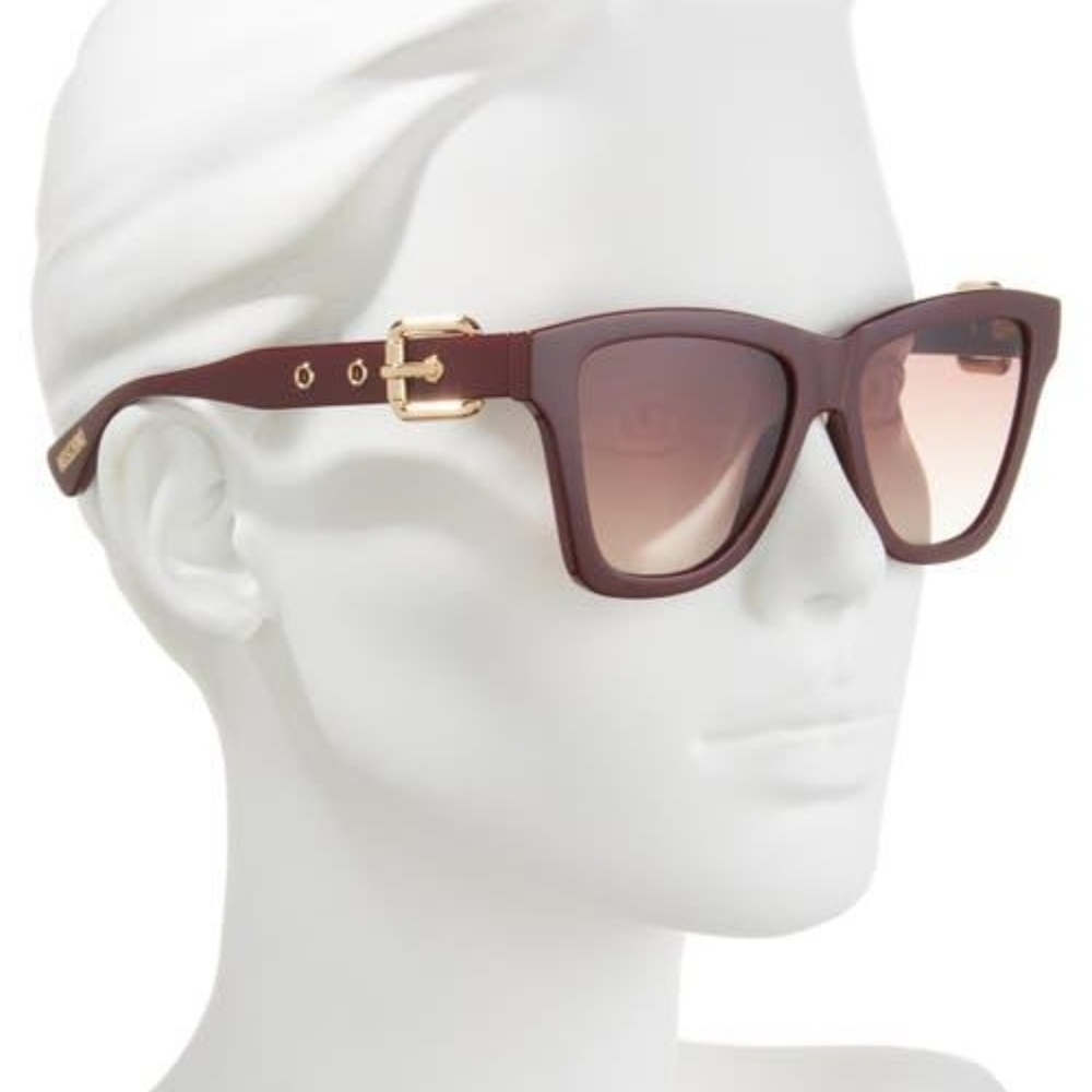 NEW Moschino Burgundy Sunglasses with Gold Buckle Accent